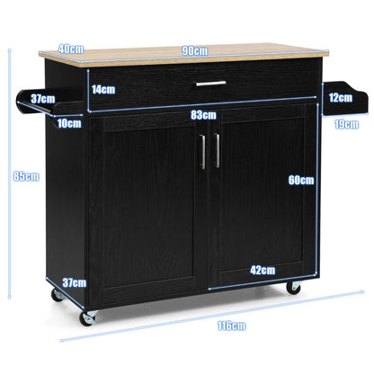 Küchenwagen Mit Handtuchhalter & Gewürzboard & Schublade Kücheninsel Rollbarer Küchenschrank