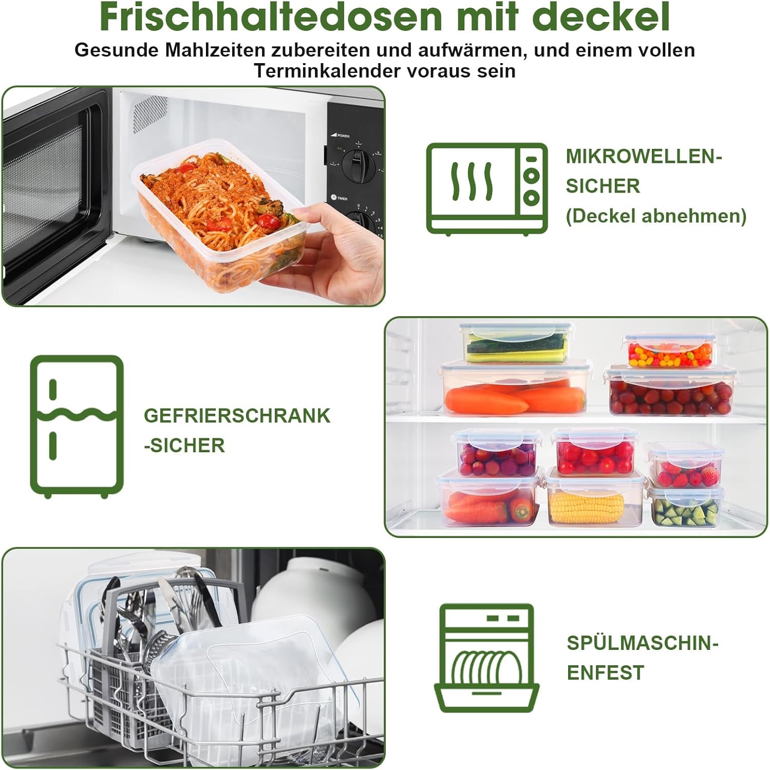 YASHE Frischhaltedosen Mit Deckel 16Pcs (8 Behälter, 8 Deckel)