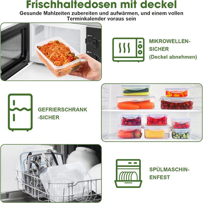YASHE Frischhaltedosen Mit Deckel 16Pcs (8 Behälter, 8 Deckel)