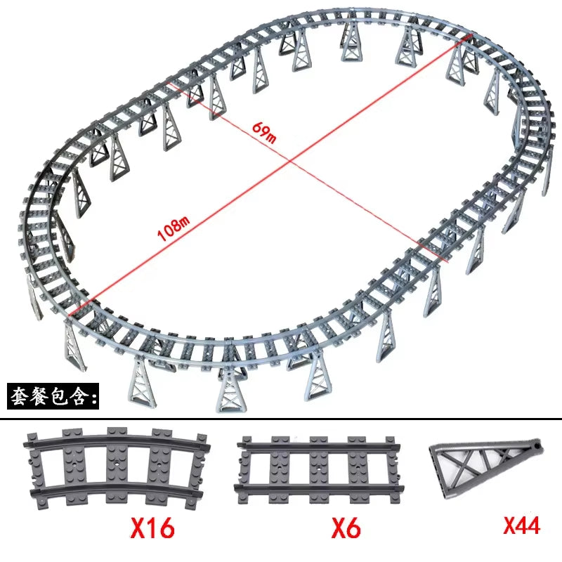 MOC Railroad Bridge Train Track Combination Scene Building Blocks DIY Cross Track Bricks Toys Rail Car Compatible with LEGO