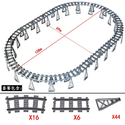 MOC Railroad Bridge Train Track Combination Scene Building Blocks DIY Cross Track Bricks Toys Rail Car Compatible with LEGO