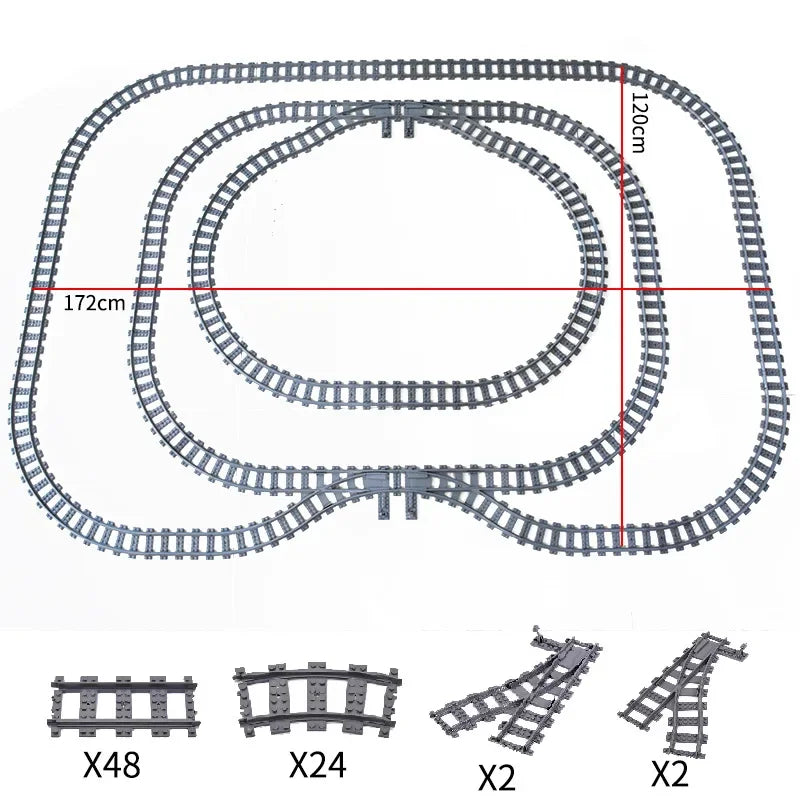 MOC Railroad Bridge Train Track Combination Scene Building Blocks DIY Cross Track Bricks Toys Rail Car Compatible with LEGO