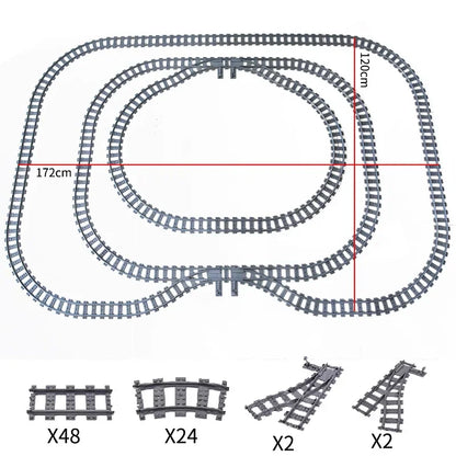 MOC Railroad Bridge Train Track Combination Scene Building Blocks DIY Cross Track Bricks Toys Rail Car Compatible with LEGO