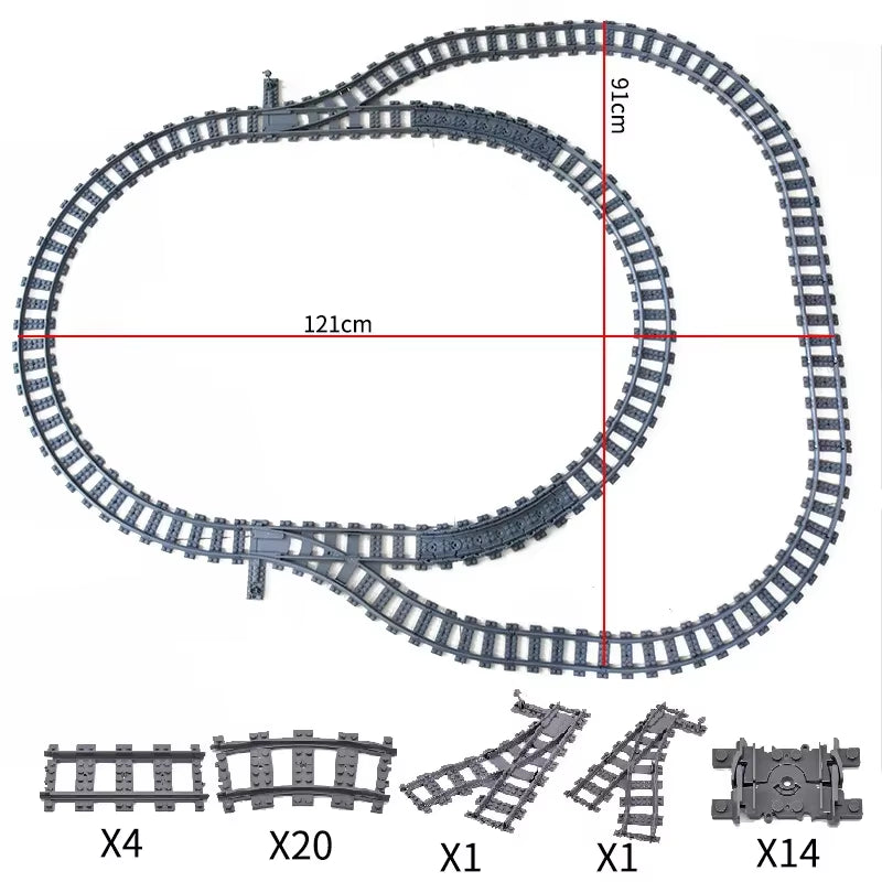 MOC Railroad Bridge Train Track Combination Scene Building Blocks DIY Cross Track Bricks Toys Rail Car Compatible with LEGO