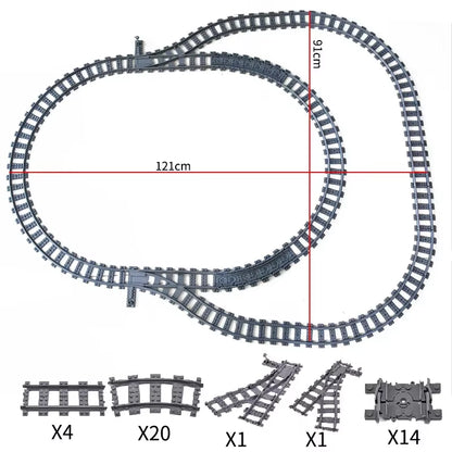 MOC Railroad Bridge Train Track Combination Scene Building Blocks DIY Cross Track Bricks Toys Rail Car Compatible with LEGO