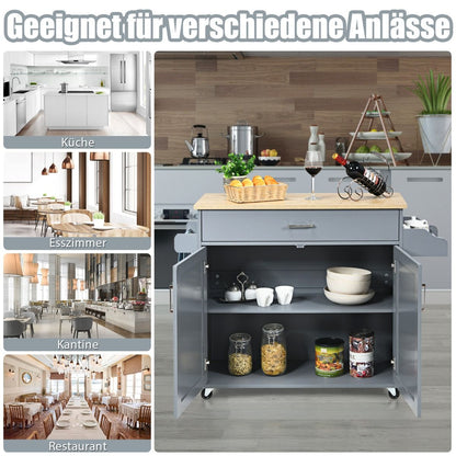 Küchenwagen Mit Handtuchhalter & Gewürzboard & Schublade Kücheninsel Rollbarer Küchenschrank