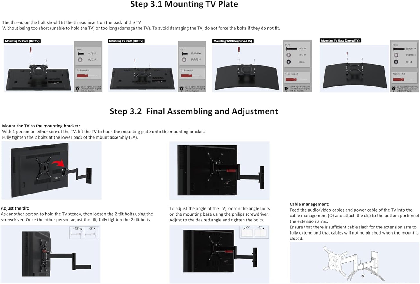 Tv-Wandhalterung Mit Voller Bewegung, Für 30.5 - 101.6 Cm Fernseher