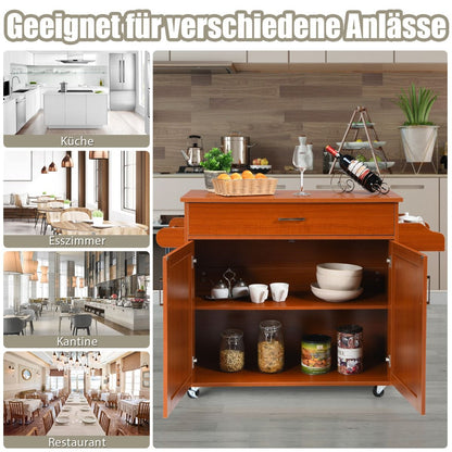 Küchenwagen Mit Handtuchhalter & Gewürzboard & Schublade Kücheninsel Rollbarer Küchenschrank