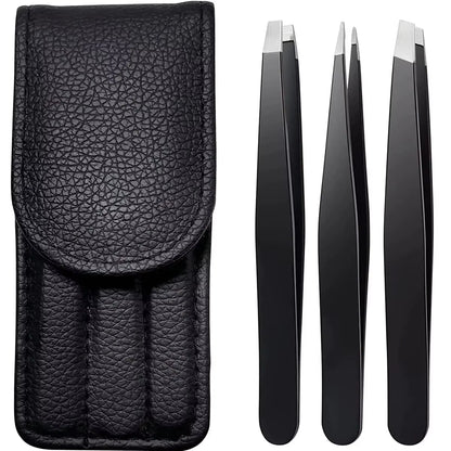 Pinzetten Set 3–4 teilig – Premium Edelstahl Augenbrauen-Pinzetten mit Präzisions-Spitze für Gesichts- und Körperhaarentfernung