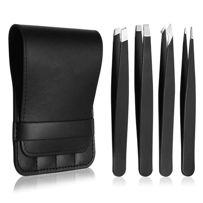 Pinzetten Set 3–4 teilig – Premium Edelstahl Augenbrauen-Pinzetten mit Präzisions-Spitze für Gesichts- und Körperhaarentfernung