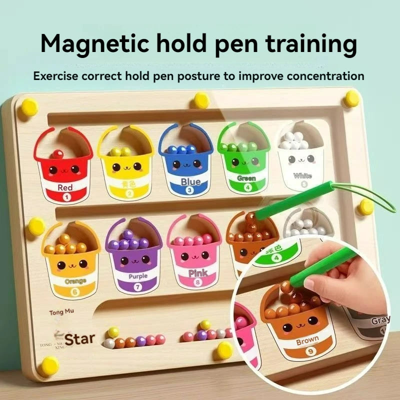 Magnetischer Labyrinth-Gehball Für Kinder, Baby-Konzentrationstraining, Schreiben Von Logik, Denken, 3-Jähriges Früherziehungspuzzle