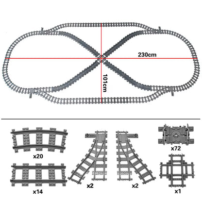 Train Track Combination Scene MOC Building Blocks DIY Cross Track Railroad Bridge Compatible with LEGO Bricks Toys Rail Car