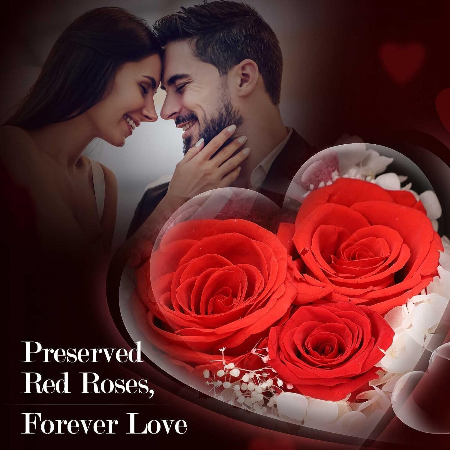 ADDWel Ewige Rose mit 925 Sterling Silber Herz Halskette - Echte Konservierte Infinity Rose Box, Romantisches Geschenk für Frauen, Freundin & Mama zum Valentinstag, Weihnachten, Geburtstag & Jahrestag