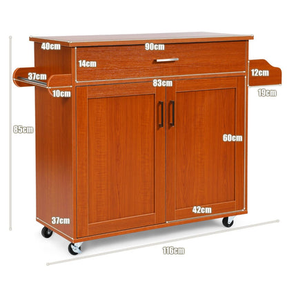 Küchenwagen Mit Handtuchhalter & Gewürzboard & Schublade Kücheninsel Rollbarer Küchenschrank