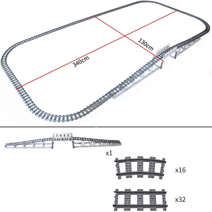 MOC Railroad Bridge Train Track Combination Scene Building Blocks DIY Cross Track Bricks Toys Rail Car Compatible with LEGO