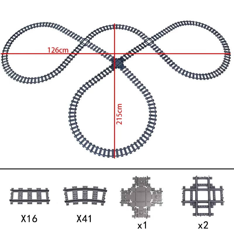 City Trains Flexible Switch Railway Tracks Rails Crossing Forked Straight Curved Building Block Bricks Toys Compatible with 7996