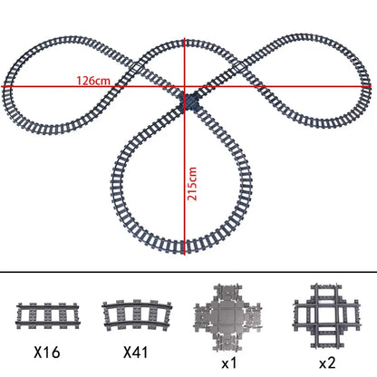 City Trains Flexible Switch Railway Tracks Rails Crossing Forked Straight Curved Building Block Bricks Toys Compatible with 7996