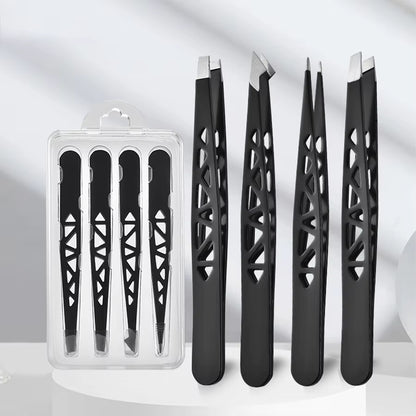 Pinzetten Set 3–4 teilig – Premium Edelstahl Augenbrauen-Pinzetten mit Präzisions-Spitze für Gesichts- und Körperhaarentfernung