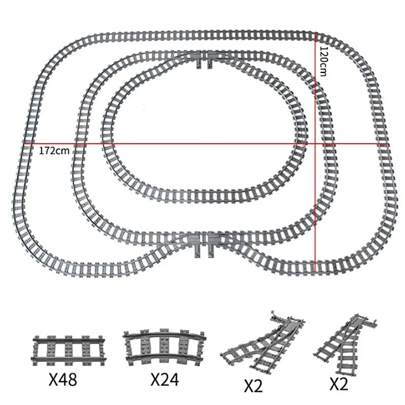 Train Track Combination Scene MOC Building Blocks DIY Cross Track Railroad Bridge Compatible with LEGO Bricks Toys Rail Car