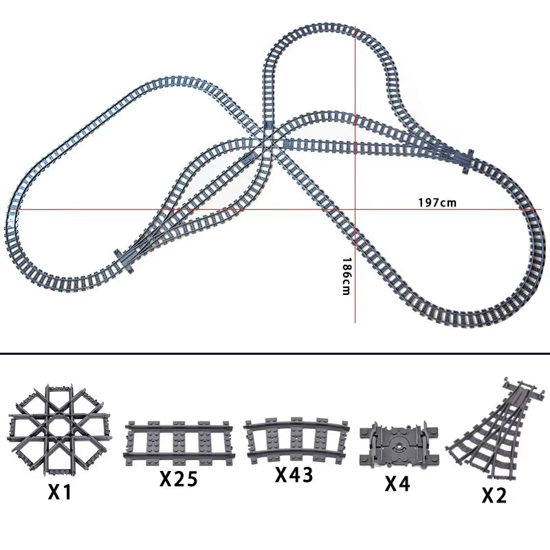MOC Railroad Bridge Train Track Combination Scene Building Blocks DIY Cross Track Bricks Toys Rail Car Compatible with LEGO