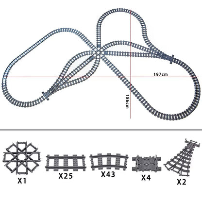 MOC Railroad Bridge Train Track Combination Scene Building Blocks DIY Cross Track Bricks Toys Rail Car Compatible with LEGO