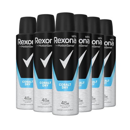 Rexona Men Motionsense Deo Spray Cobalt Dry Anti-Transpirant Mit 48 Stunden Schutz Gegen Körpergeruch Und Achselnässe 6X 150 Ml