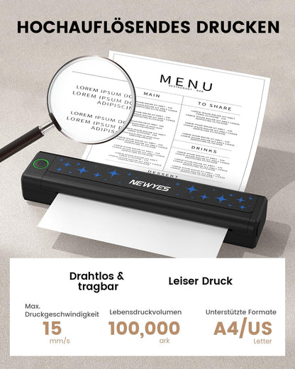 NEWYES Drucker, Tragbarer Thermodrucker Für Geschäftsreisende Und Studenten