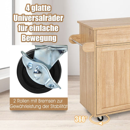 Küchenwagen Mit Handtuchhalter & Gewürzboard & Schublade Kücheninsel Rollbarer Küchenschrank