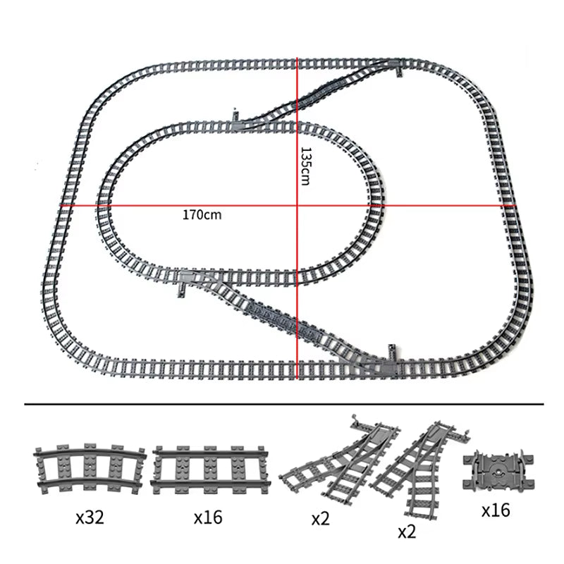 Train Track Combination Scene MOC Building Blocks DIY Cross Track Railroad Bridge Compatible with LEGO Bricks Toys Rail Car
