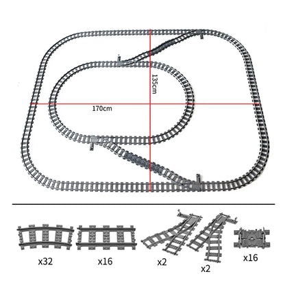 Train Track Combination Scene MOC Building Blocks DIY Cross Track Railroad Bridge Compatible with LEGO Bricks Toys Rail Car