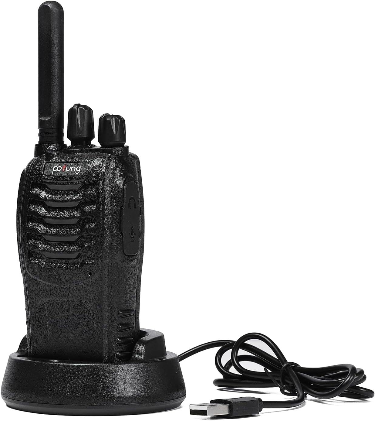 Walkie Talkie PMR446 Lizenzfreies Zwei-Wege-Funkgerät, Pofung PT88E 16 Kanäle Professionelle Wiederaufladbare Walkie Talkies Mit Großer Reichweite Mit Usb-Ladestation Und Hörmuscheln Schwarz 10 Stück