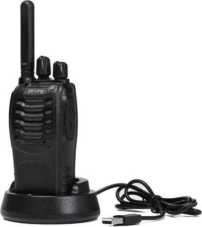 Walkie Talkie PMR446 Lizenzfreies Zwei-Wege-Funkgerät, Pofung PT88E 16 Kanäle Professionelle Wiederaufladbare Walkie Talkies Mit Großer Reichweite Mit Usb-Ladestation Und Hörmuscheln Schwarz 10 Stück