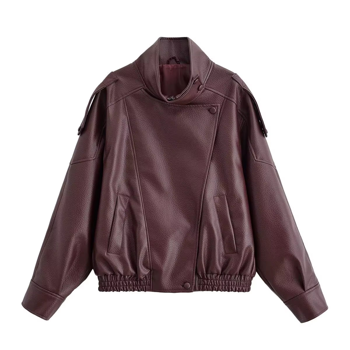 Leder Jacke Für Frauen Casual Solide Lange Sleeve Zipper Pu Leder Mäntel Neue Mode Weibliche Streetwear